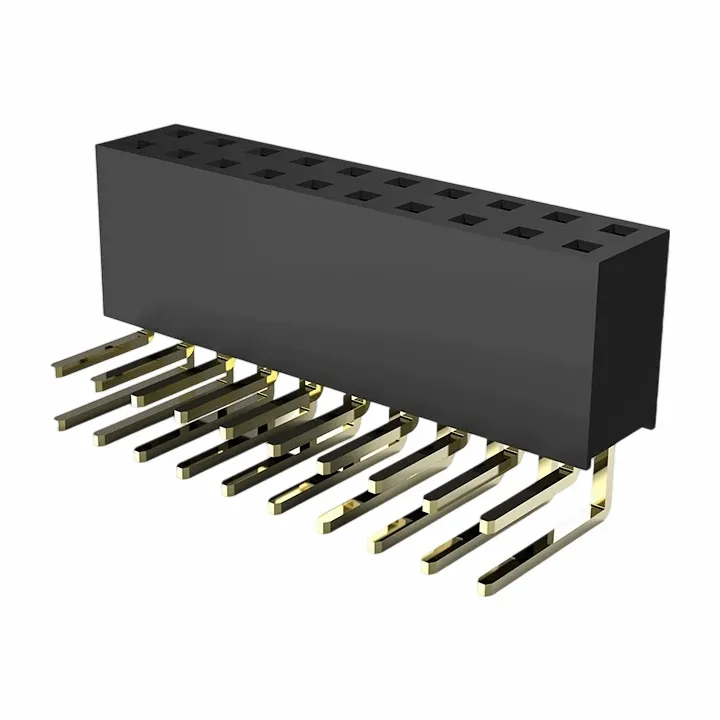 2.0 মিমি মহিলা শিরোনাম ডাবল সারি ডান কোণ ডিপ এইচ 6.35 মিমি